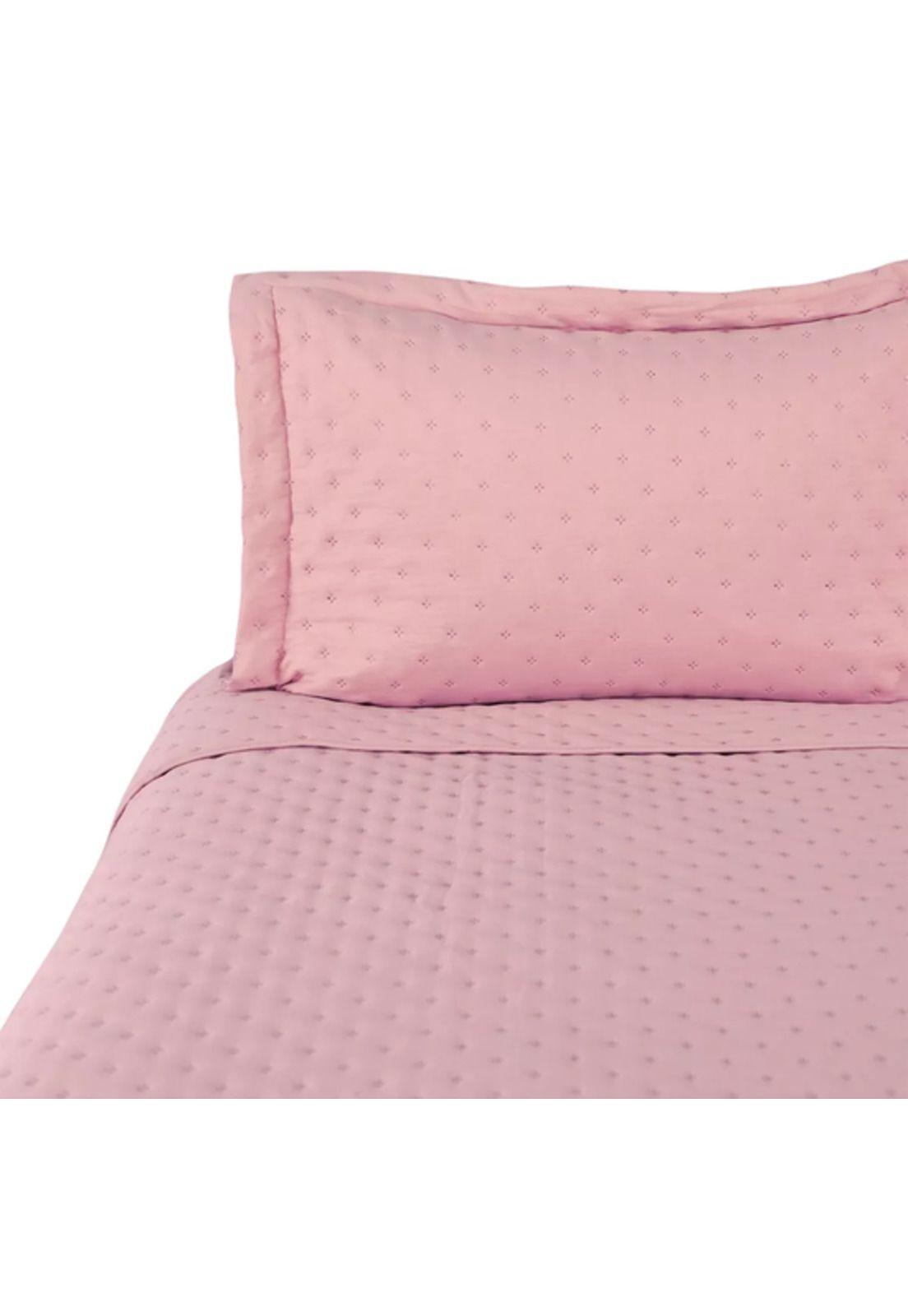 Cubrecamas quilt microfibra rosa 1.5 plazas single CIC rosa-4