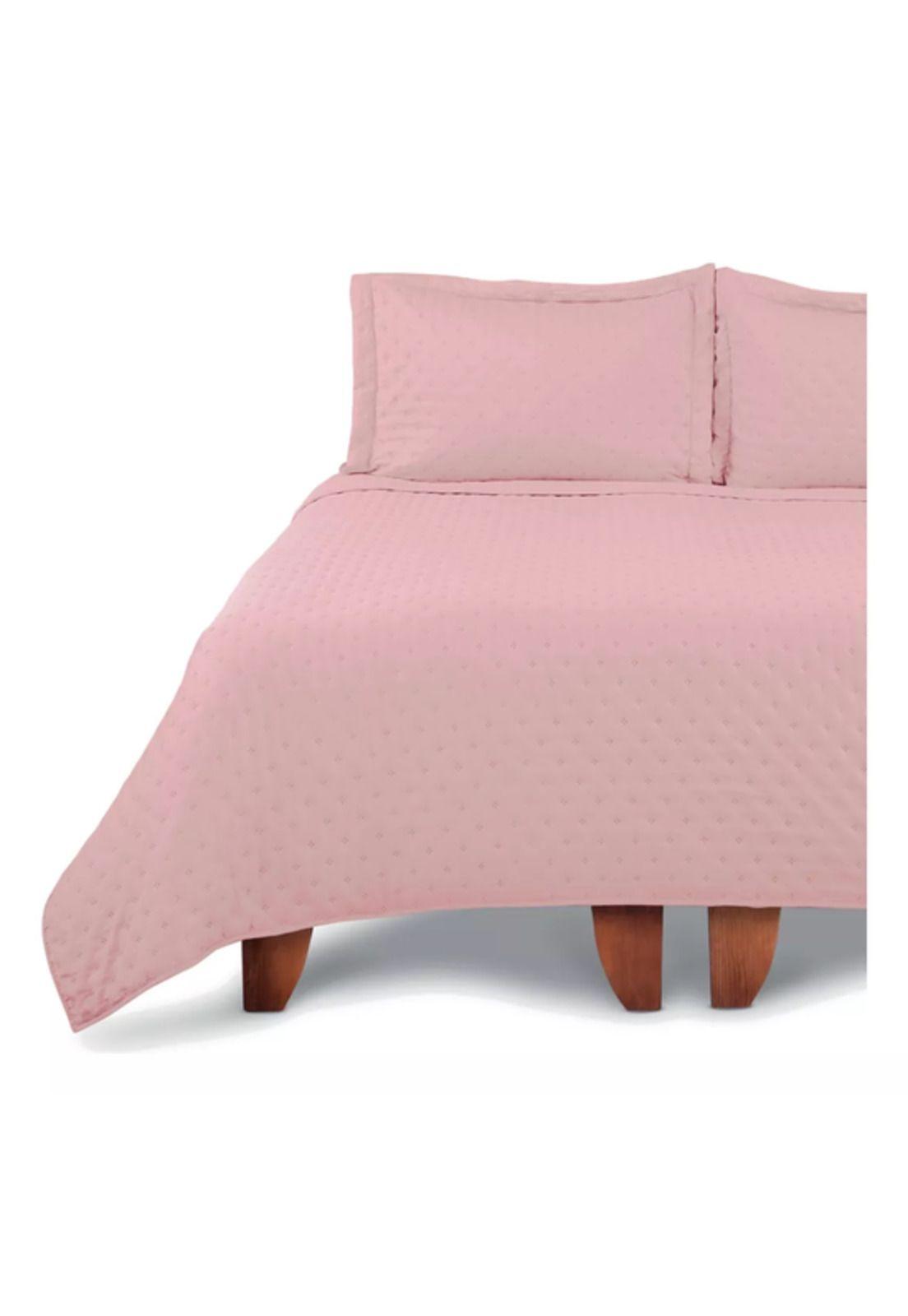 Cubrecamas quilt microfibra rosa 1.5 plazas single CIC rosa-5