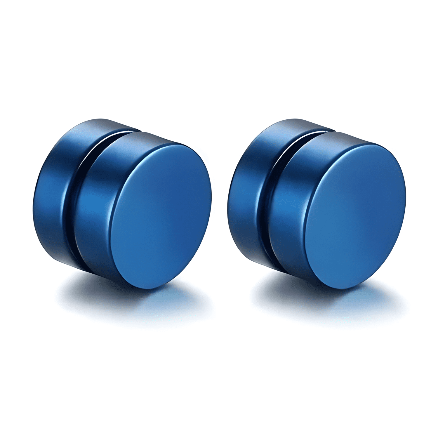 Aros Iman Sin Perforaciones Punk Rock Acero Magetico Azul-0