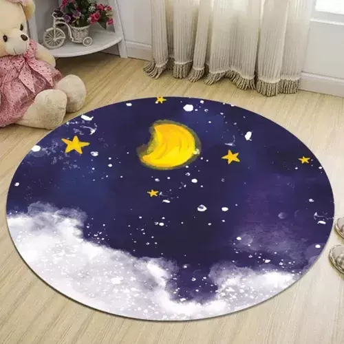 Alfombra Circular Estampada 100cm Azul Oscuro Cielo Nocturno-1