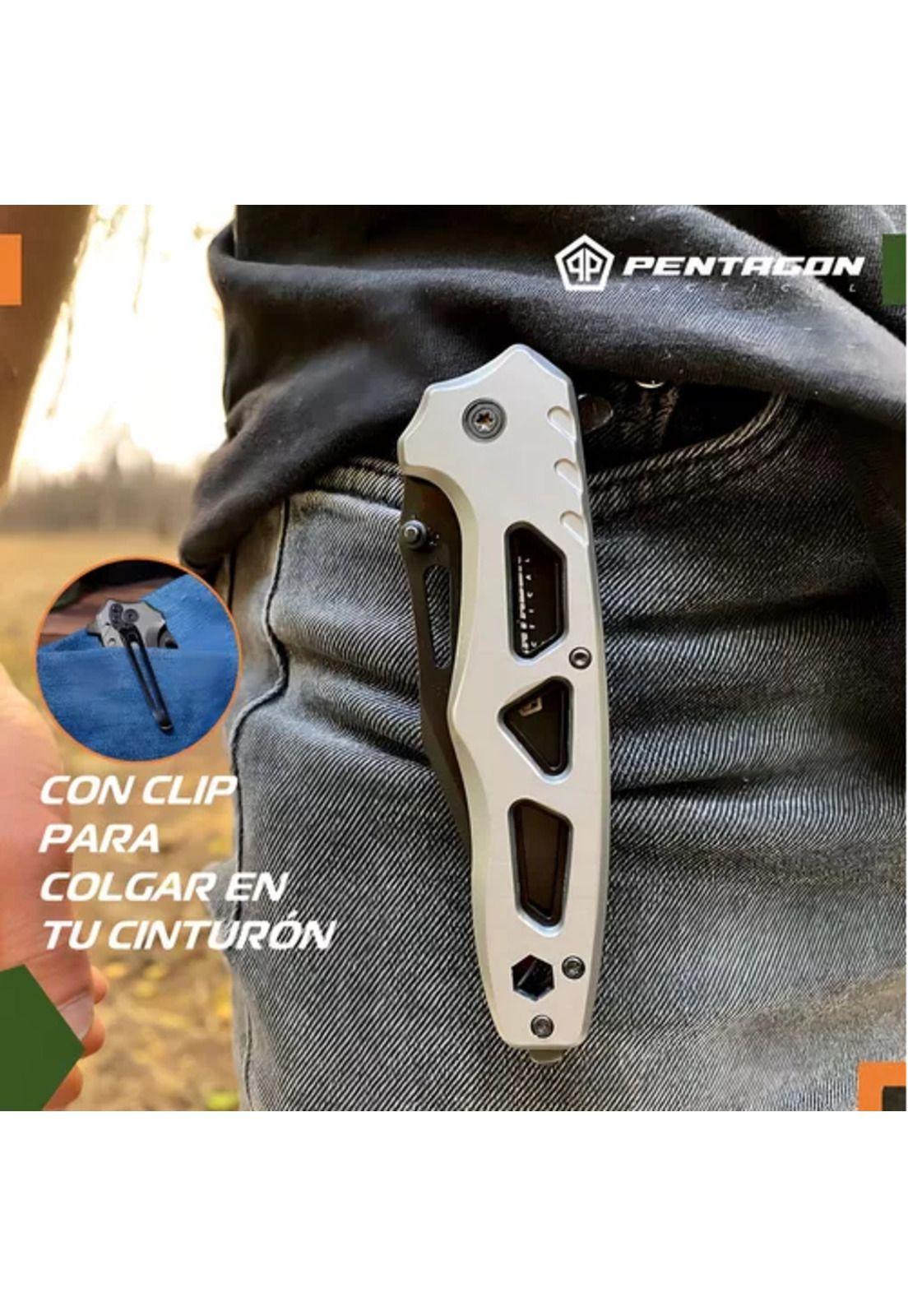 Cuchillo táctico navaja Pentagon, caza, supervivencia, camping, color Bones-3