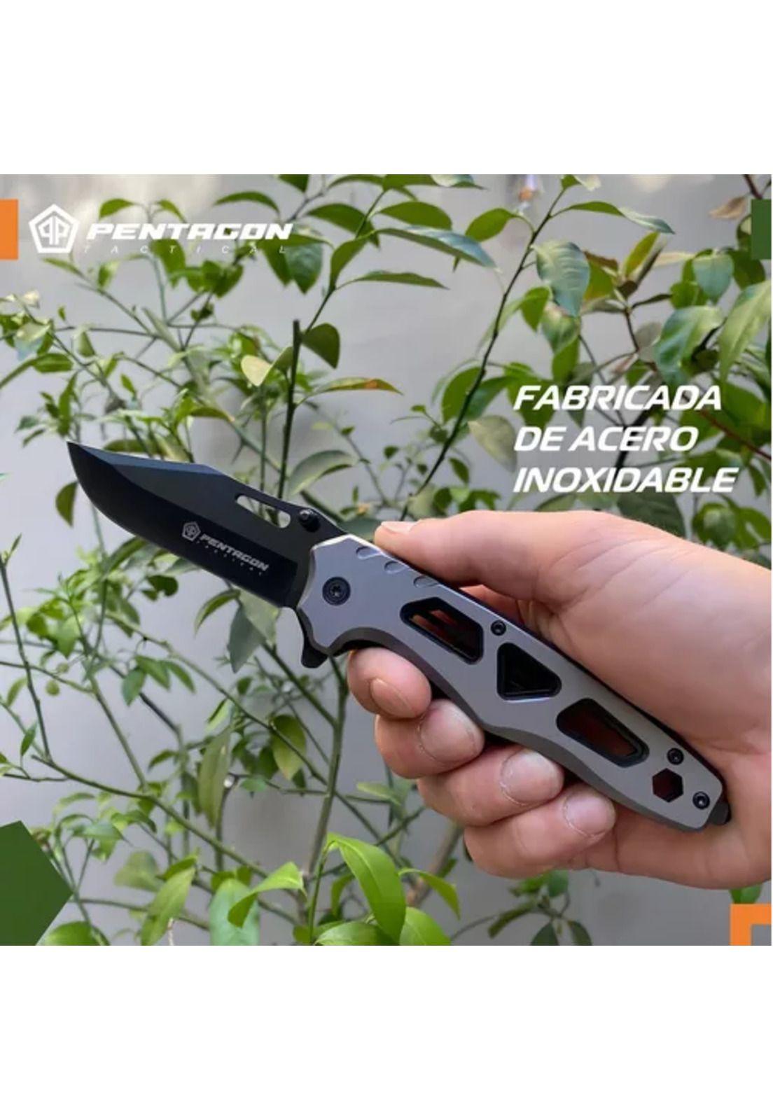 Cuchillo táctico navaja Pentagon, caza, supervivencia, camping, color Bones-5