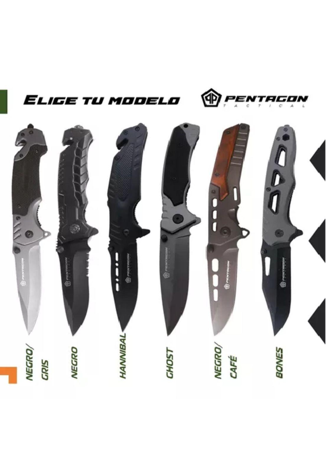 Cuchillo táctico navaja Pentagon, caza, supervivencia, camping, color Bones-7