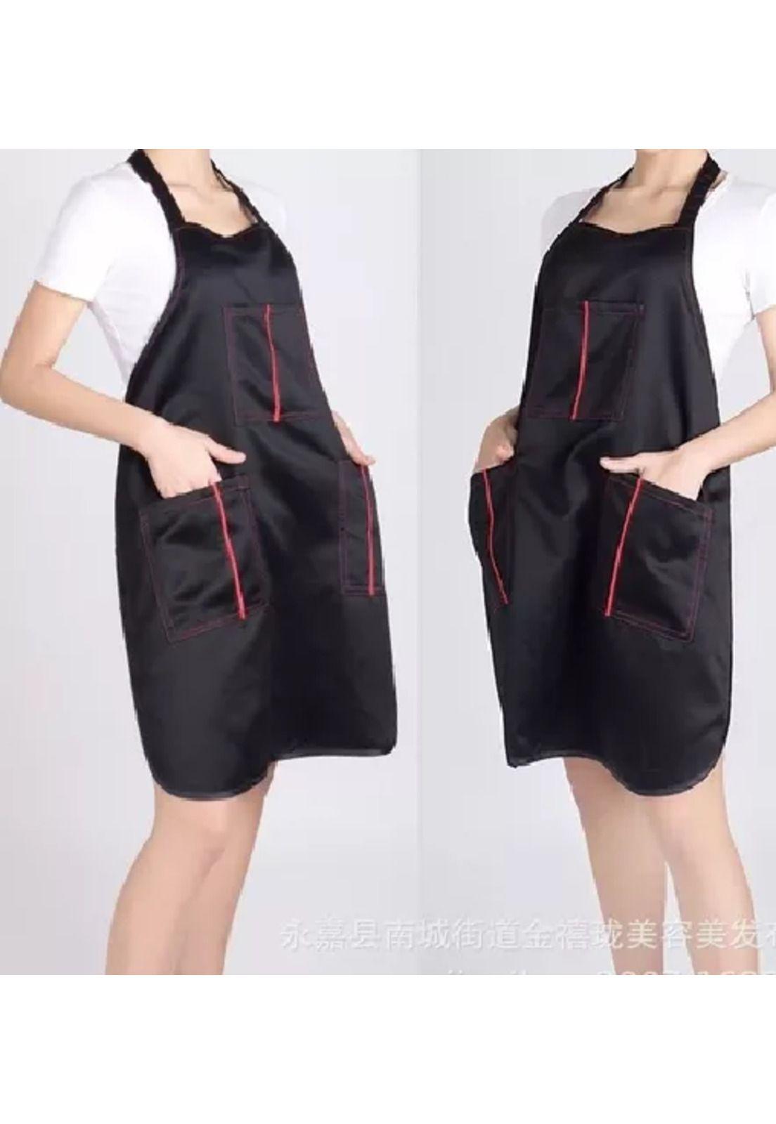 Pechera Capa Impermeable para Peluquería, Barbería o Cocina Negra-3