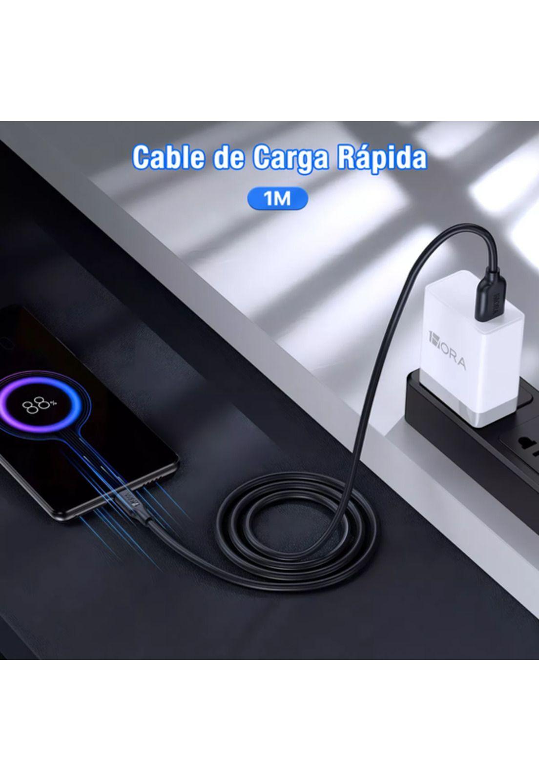 Cable USB tipo C 2 metros 2.1A carga y datos compatible Sams negro-4