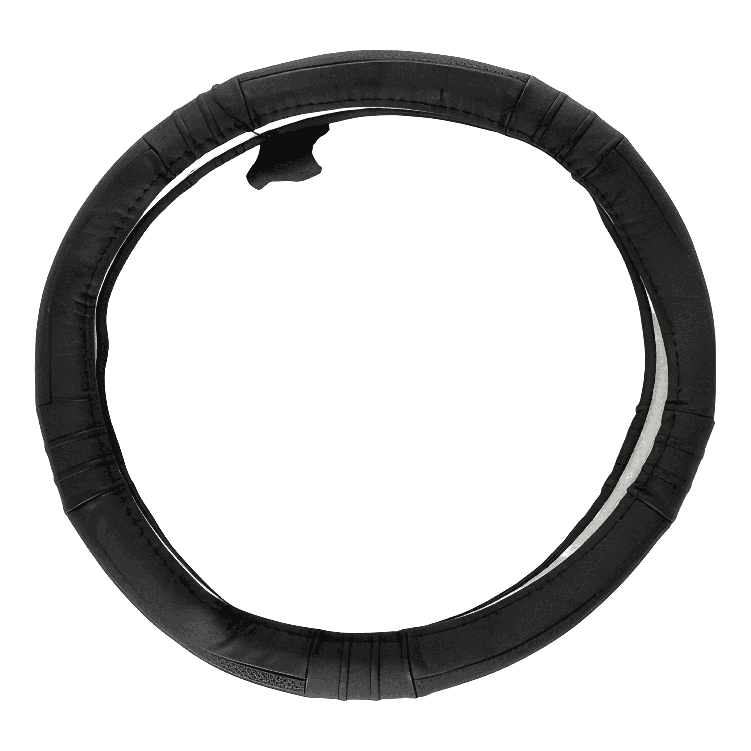 Funda Cubre Volante Cuero Costura Roja y Negra Negro-3
