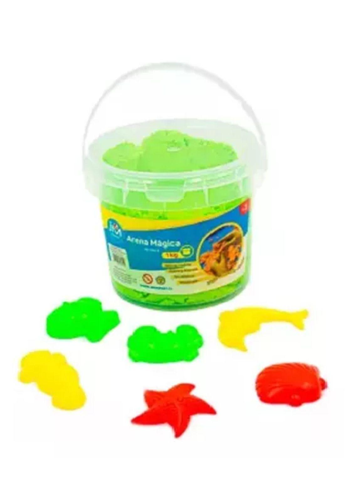 Arena mágica kinética pote 1 kg + moldes color verde-0