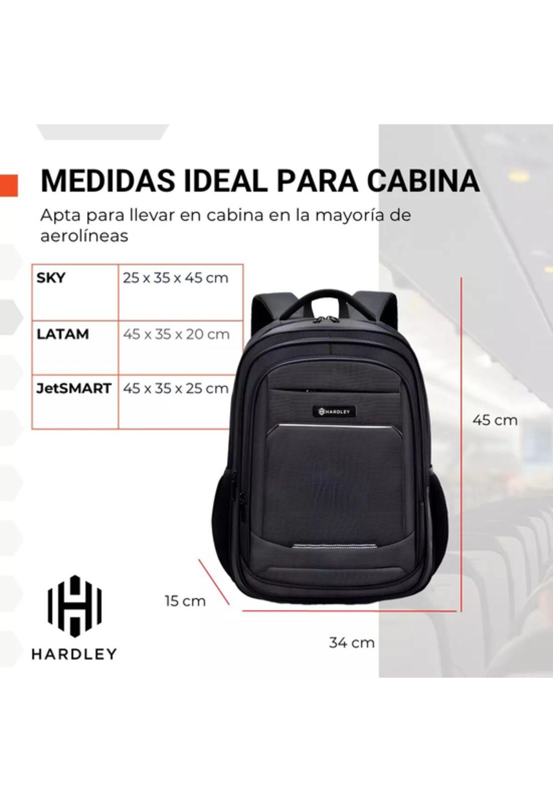 Mochila Notebook Impermeable Antirrobo Balística Hardley con USB Negra-4