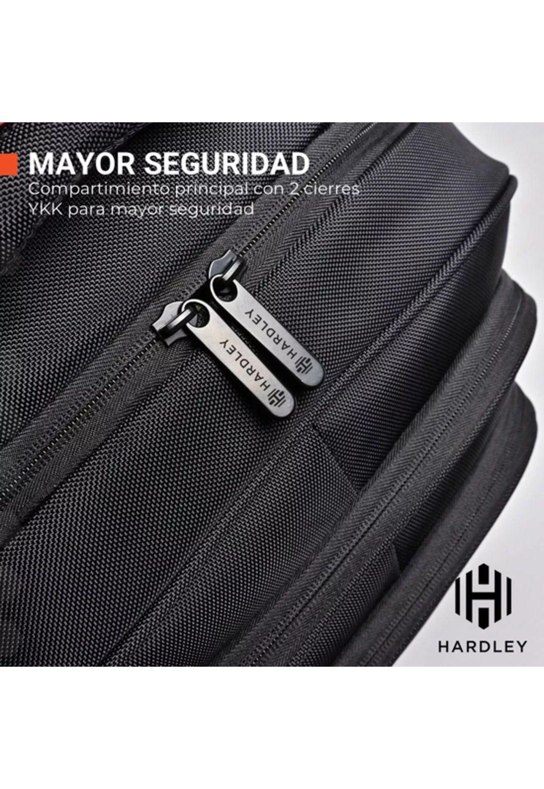 Mochila Notebook Impermeable Antirrobo Balística Hardley con USB Negra-5
