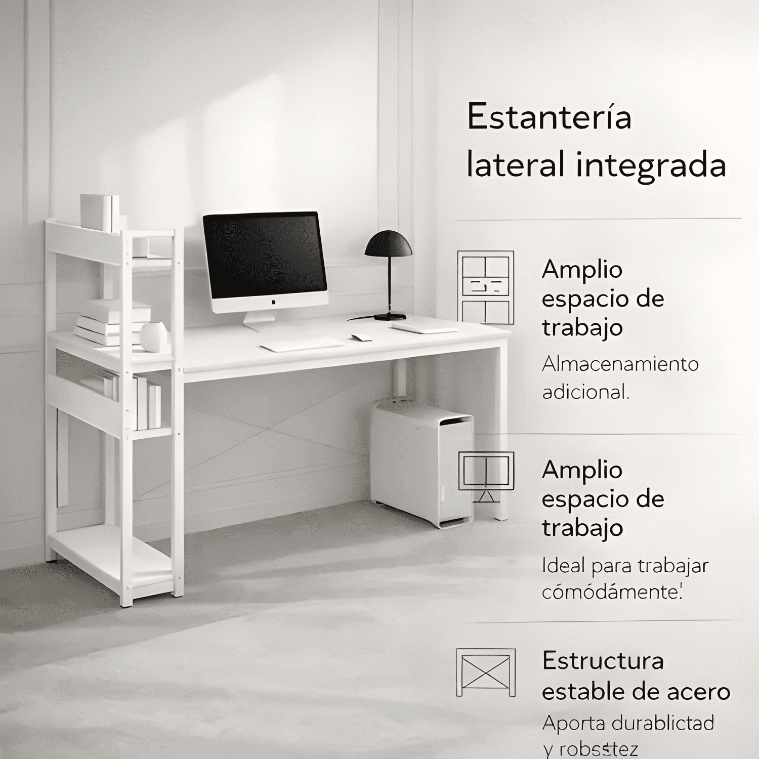 Escritorio h oficina madera espesor 18mm 120cm x 55cm x #8-3