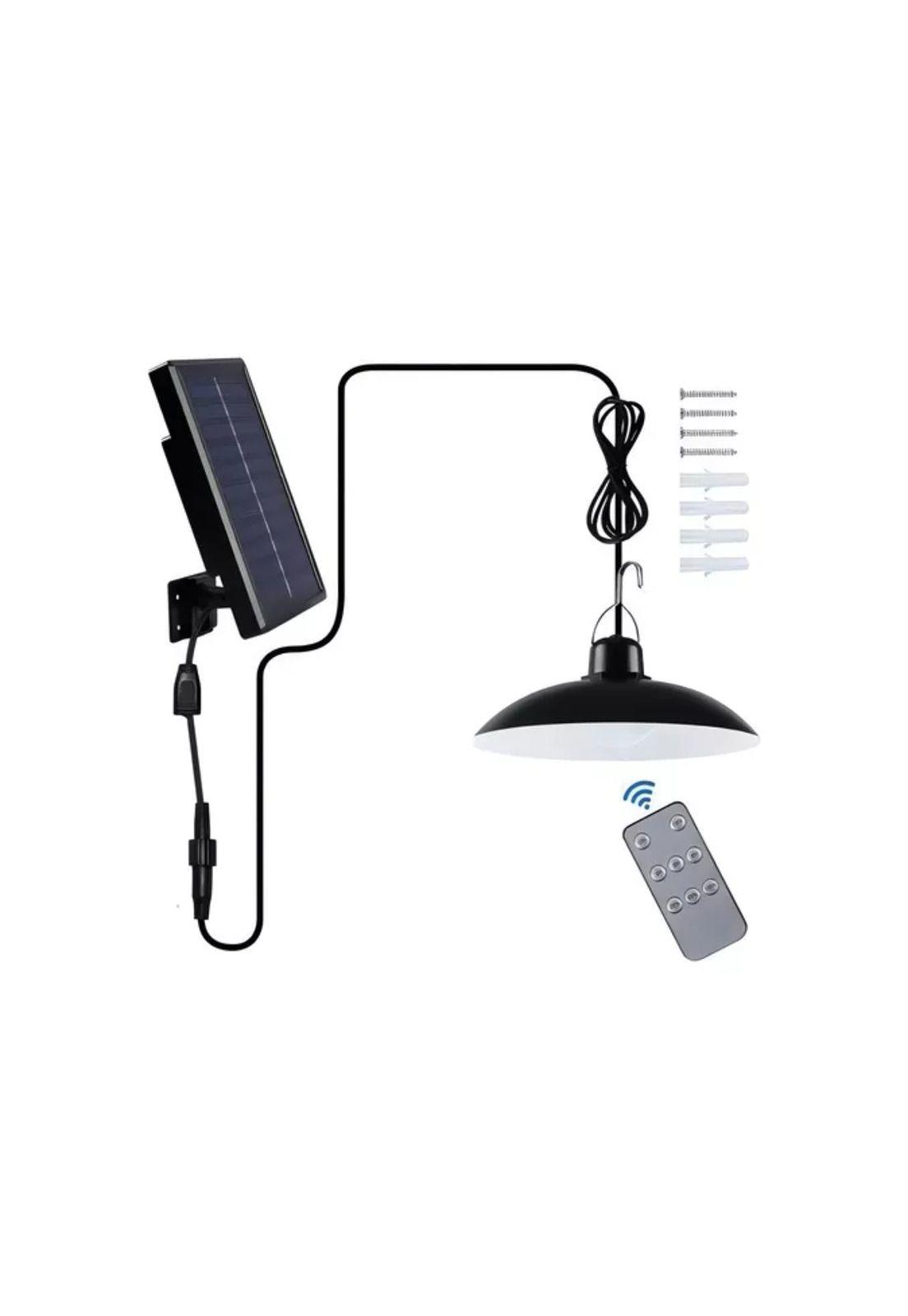 Lámpara colgante led con panel solar y control remoto color negro-2