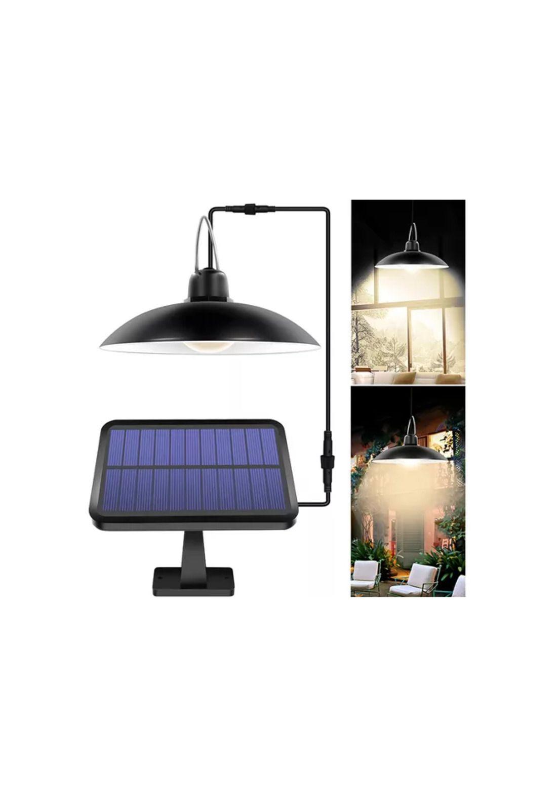 Lámpara colgante led con panel solar y control remoto color negro-3