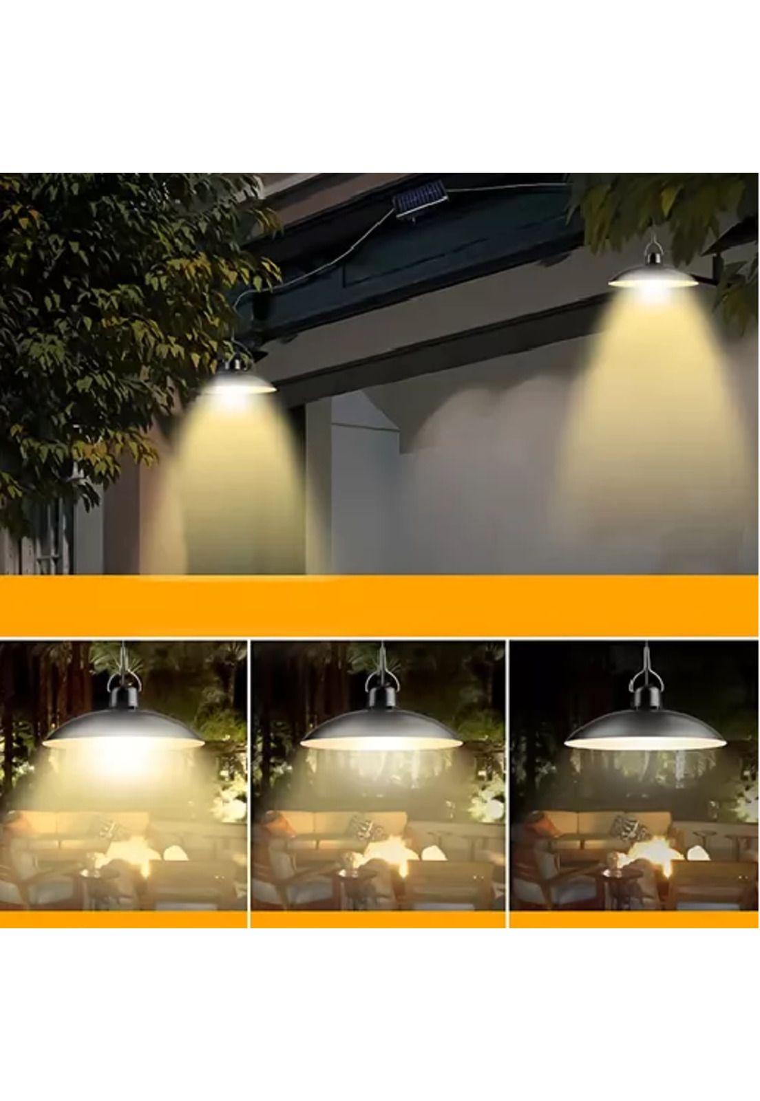 Lámpara colgante led con panel solar y control remoto color negro-4