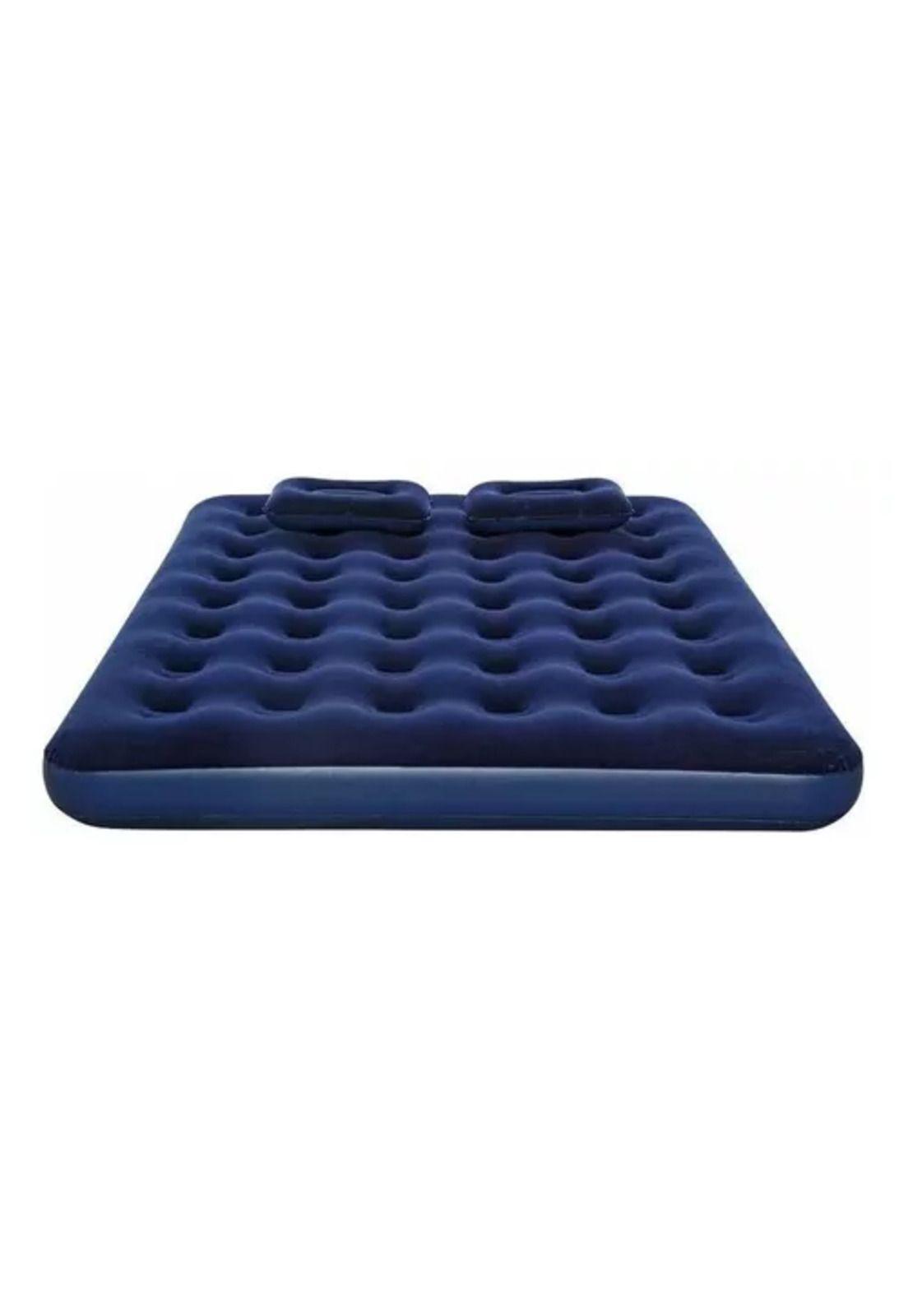 Colchón cama inflable de 2 plazas, + 2 almohadas, + inflador, color azul-1
