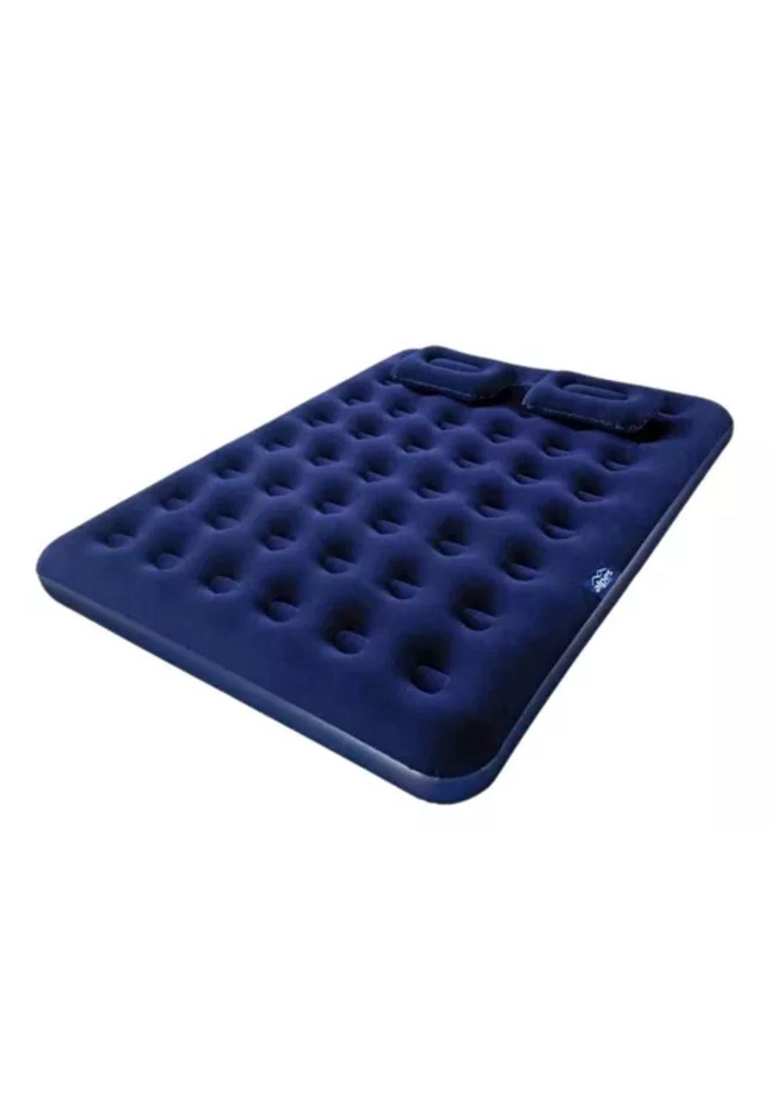 Colchón cama inflable de 2 plazas, + 2 almohadas, + inflador, color azul-4