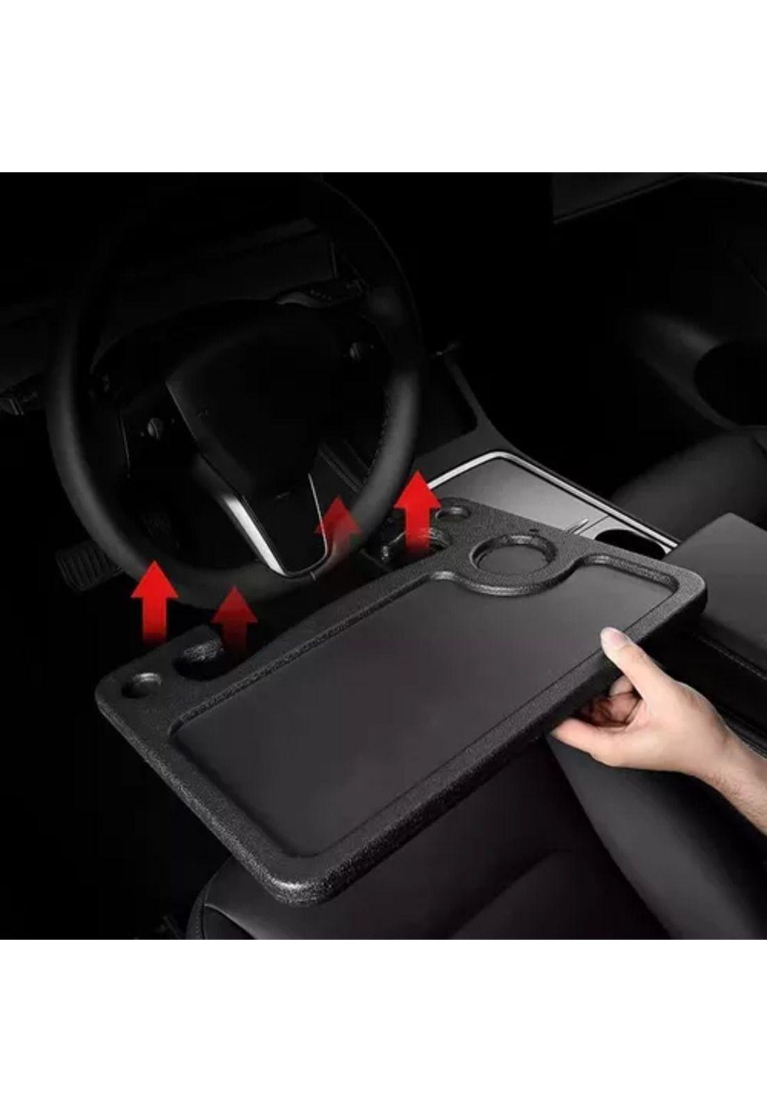 Mesa bandeja para volante de auto, comida o escritorio, color negro-3