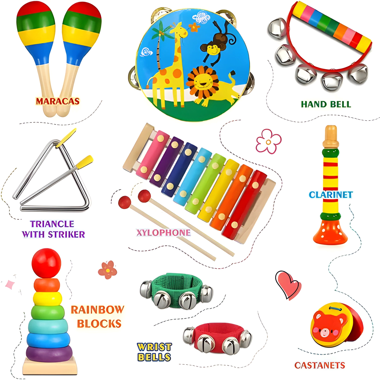 Set 12 instrumento musicales montessori madera para niños #1-2