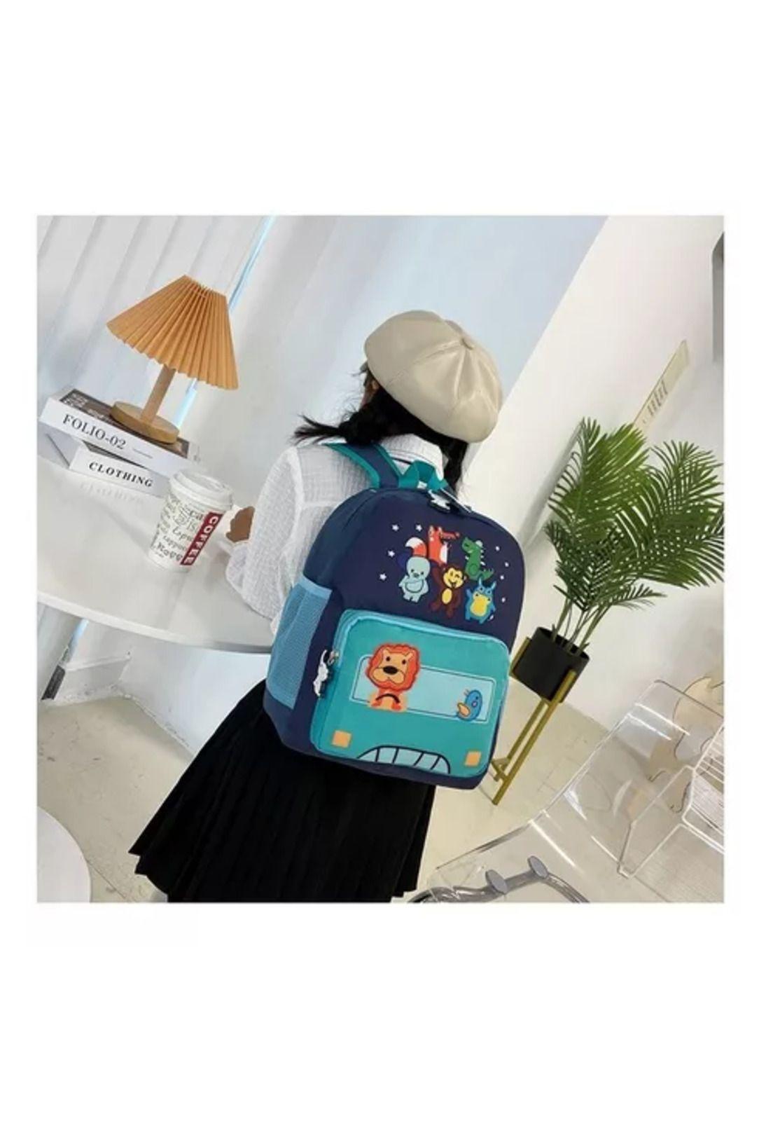 Mochila animalitos para niños, kindergarten, color celeste, impermeable-3