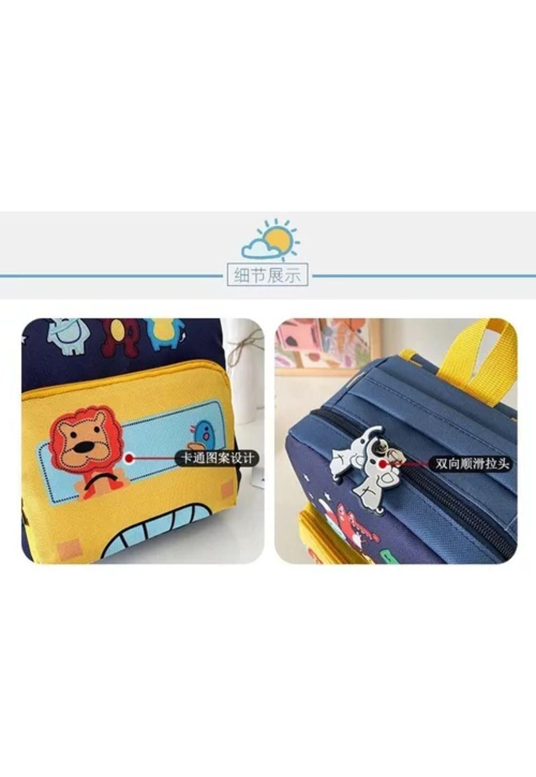 Mochila animalitos para niños, kindergarten, color celeste, impermeable-5