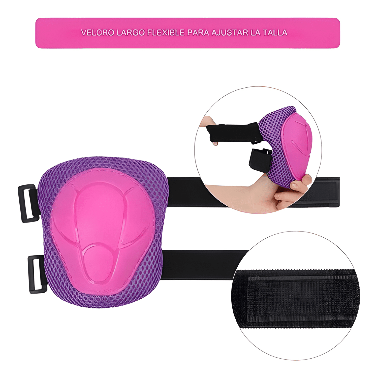 Set protección niña casco rodillera codera morado-1