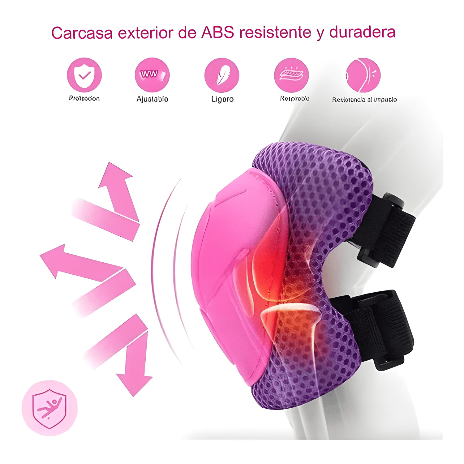 Set protección niña casco rodillera codera morado-2