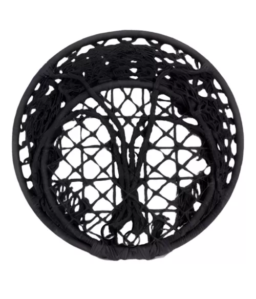 Hamaca silla colgante redonda interior exterior macramé negro-3