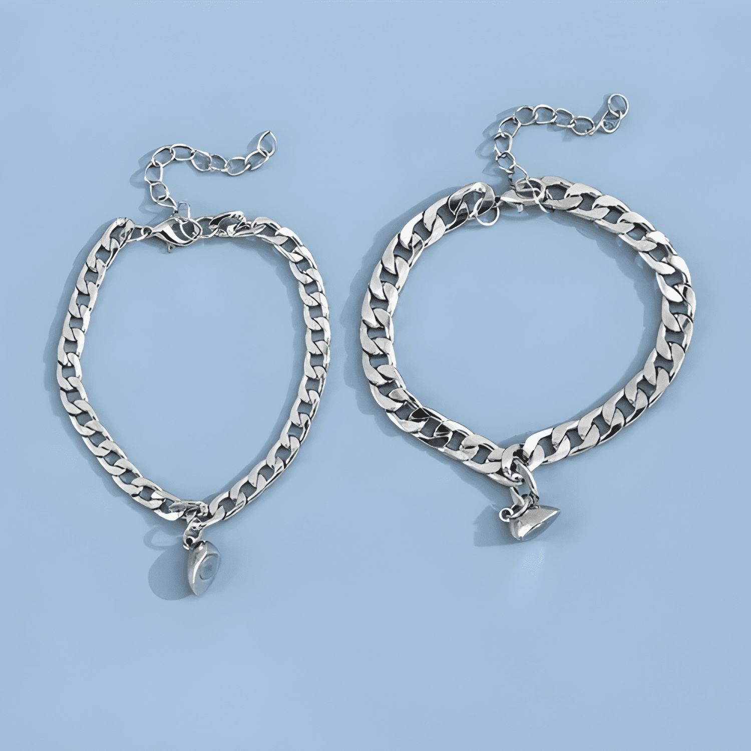 Pulseras para parejas con corazón magnético de acero #2-3