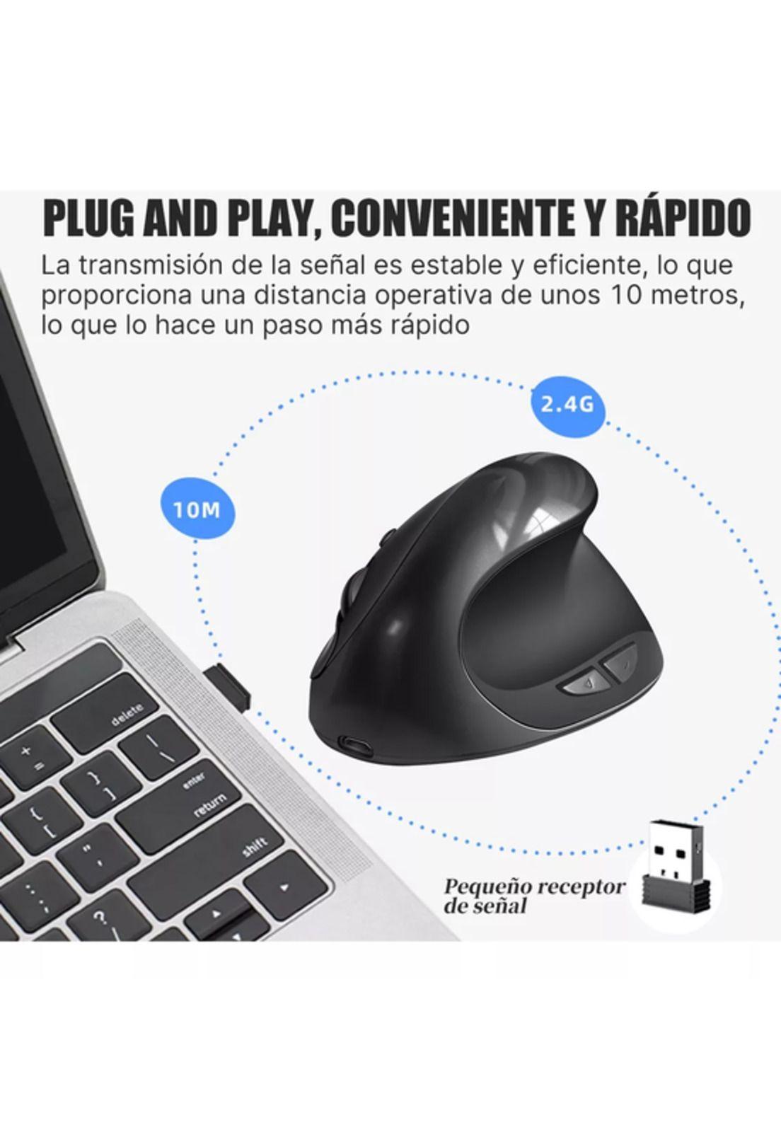 Mouse Vertical Ergonómico Inalámbrico con Carga USB Negro-2
