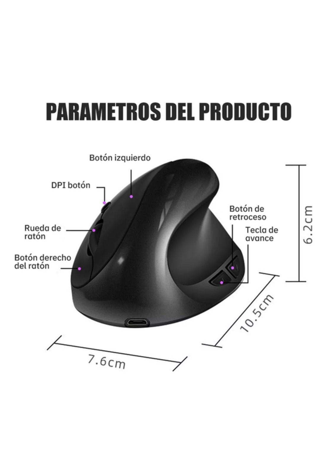 Mouse Vertical Ergonómico Inalámbrico con Carga USB Negro-3