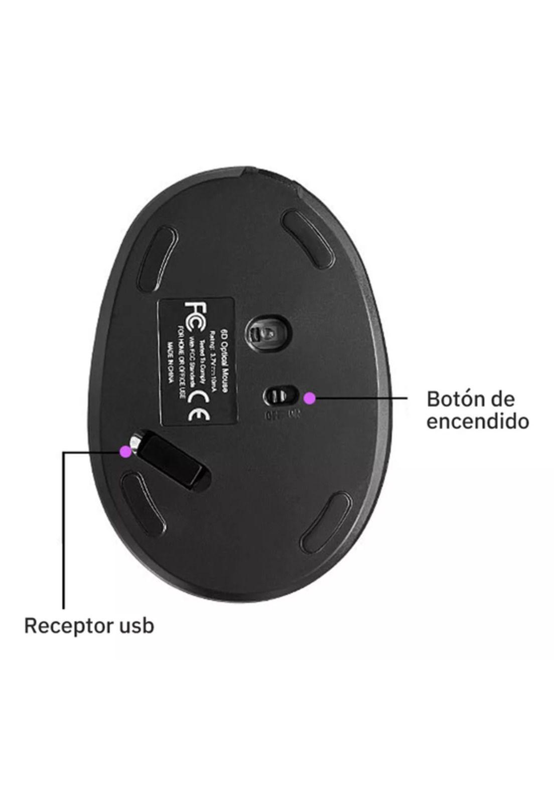 Mouse Vertical Ergonómico Inalámbrico con Carga USB Negro-4