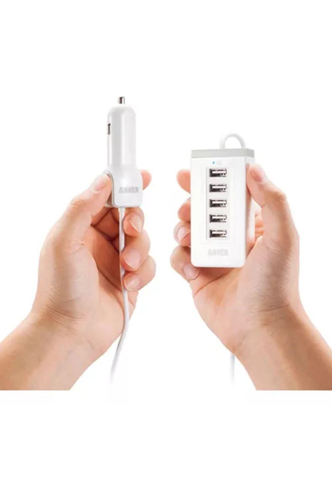 Cargador auto múltiple 5 USB 50W Anker blanco-4