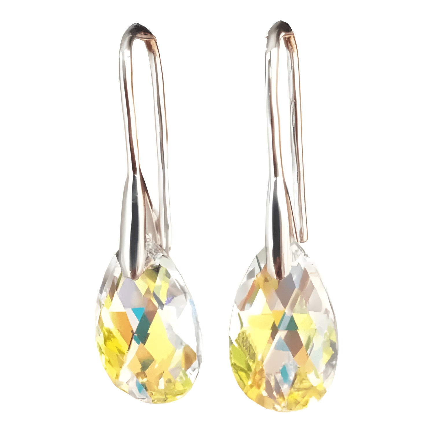 Aros De Plata 925 Cristal Swarovski Gota Aurora Boreale #37-1