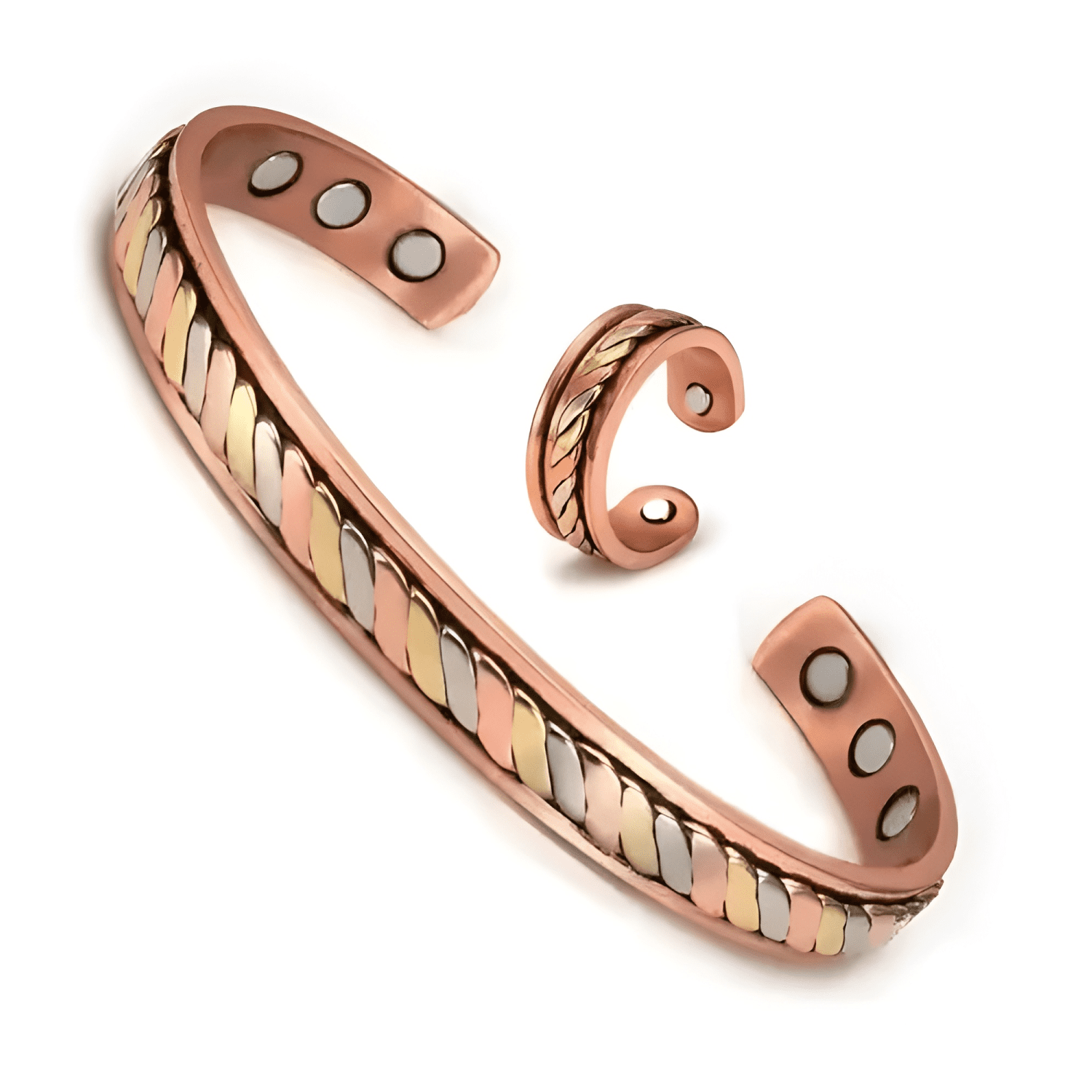 Pulsera con anillo de cobre - brazalete magnética imanes-0