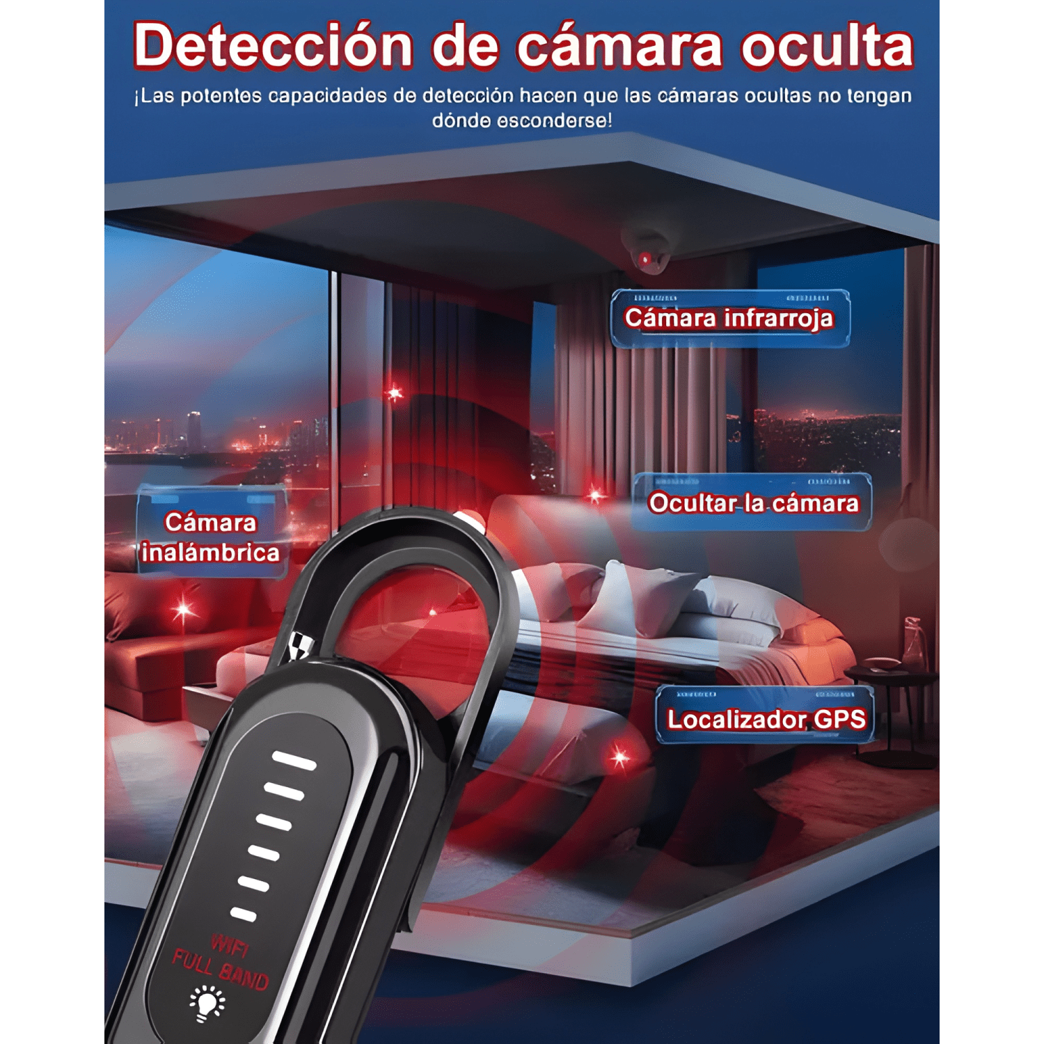 Detector de Cámara Mini Espía Micrófono y Rastreador Gps-3