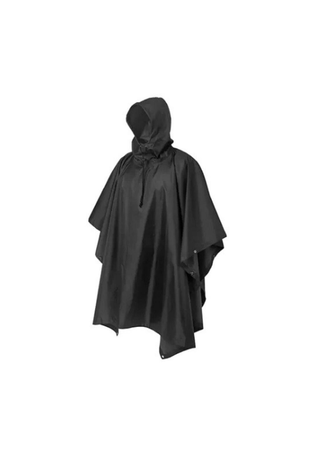Poncho Impermeable Militar, Poncho para Lluvia, Capa Lluvia Color Negro-1