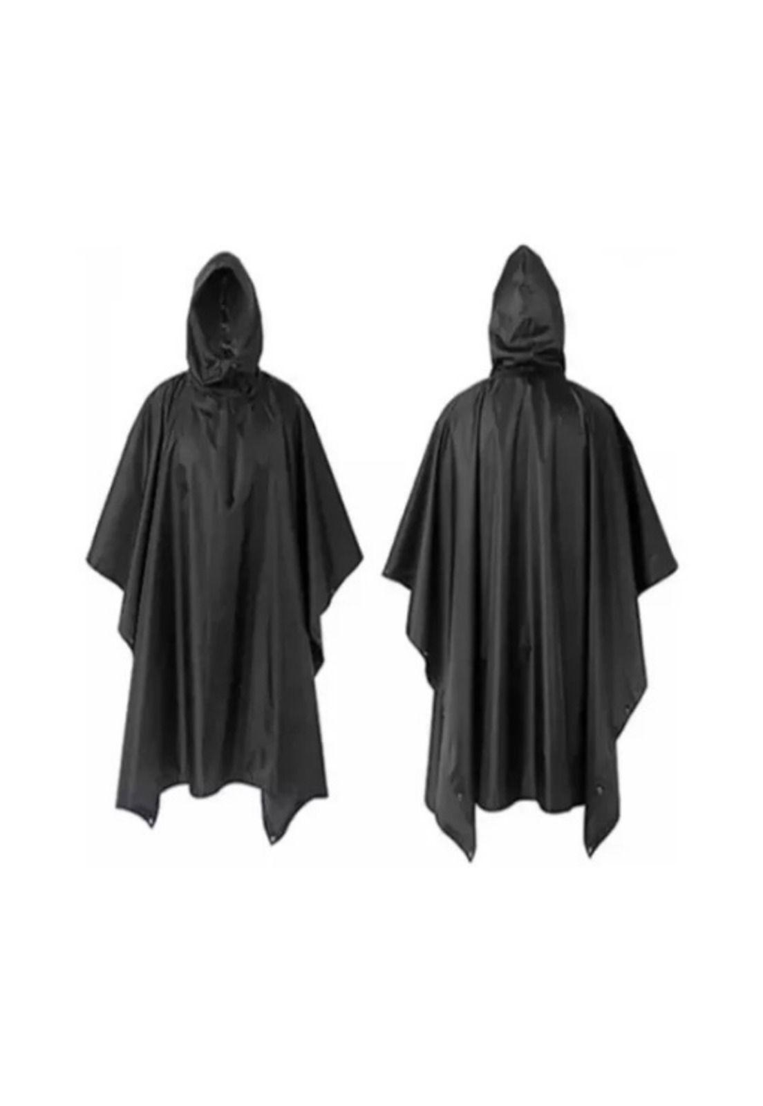 Poncho Impermeable Militar, Poncho para Lluvia, Capa Lluvia Color Negro-2