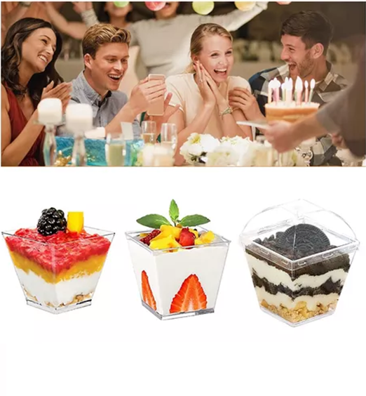 Pack 100 Vasos O Pocillo Tapa Acrílico Postres 210ml-3