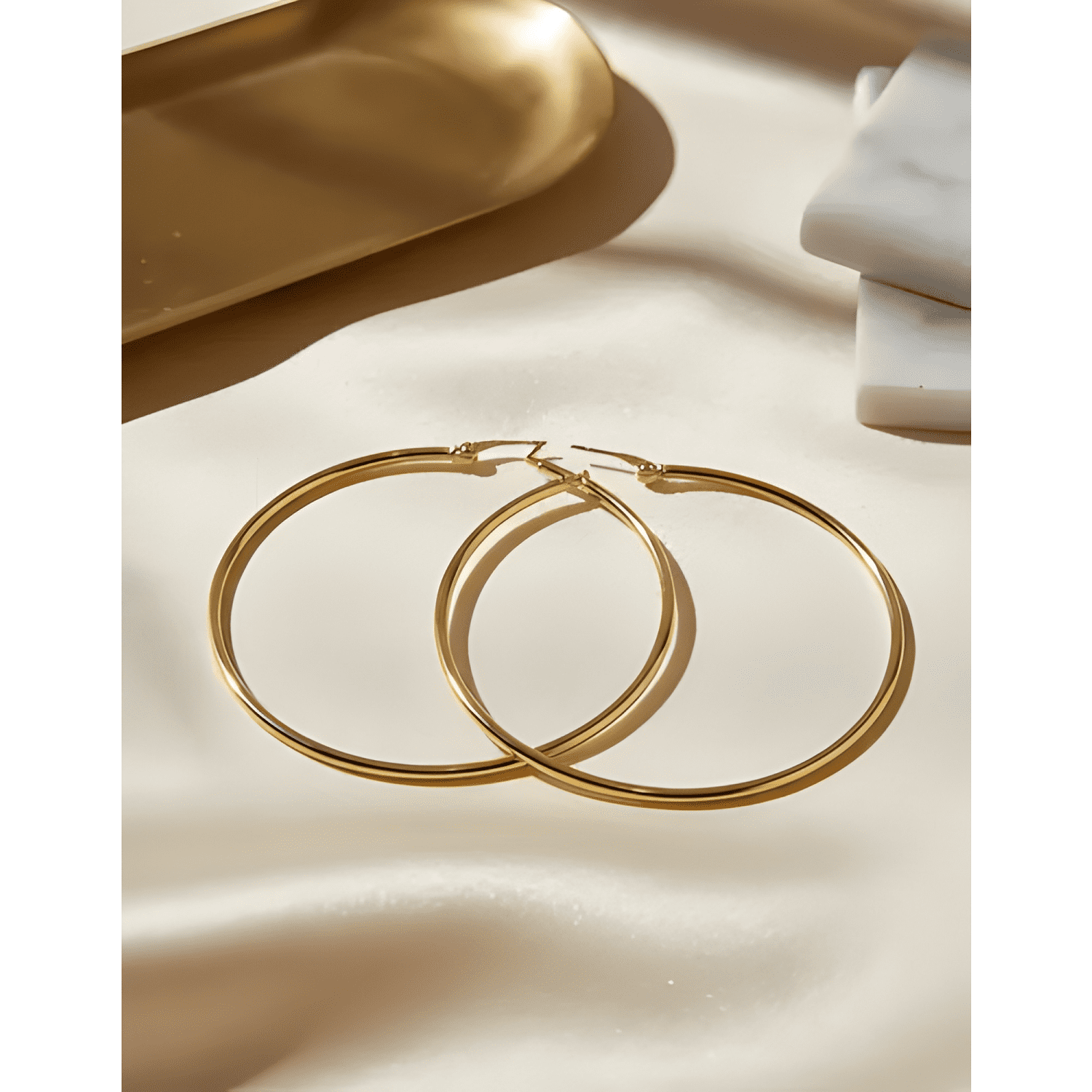 Aros Argolla Acero Quirúrgico Argdw 50mm 1 Par Dorado #5-2