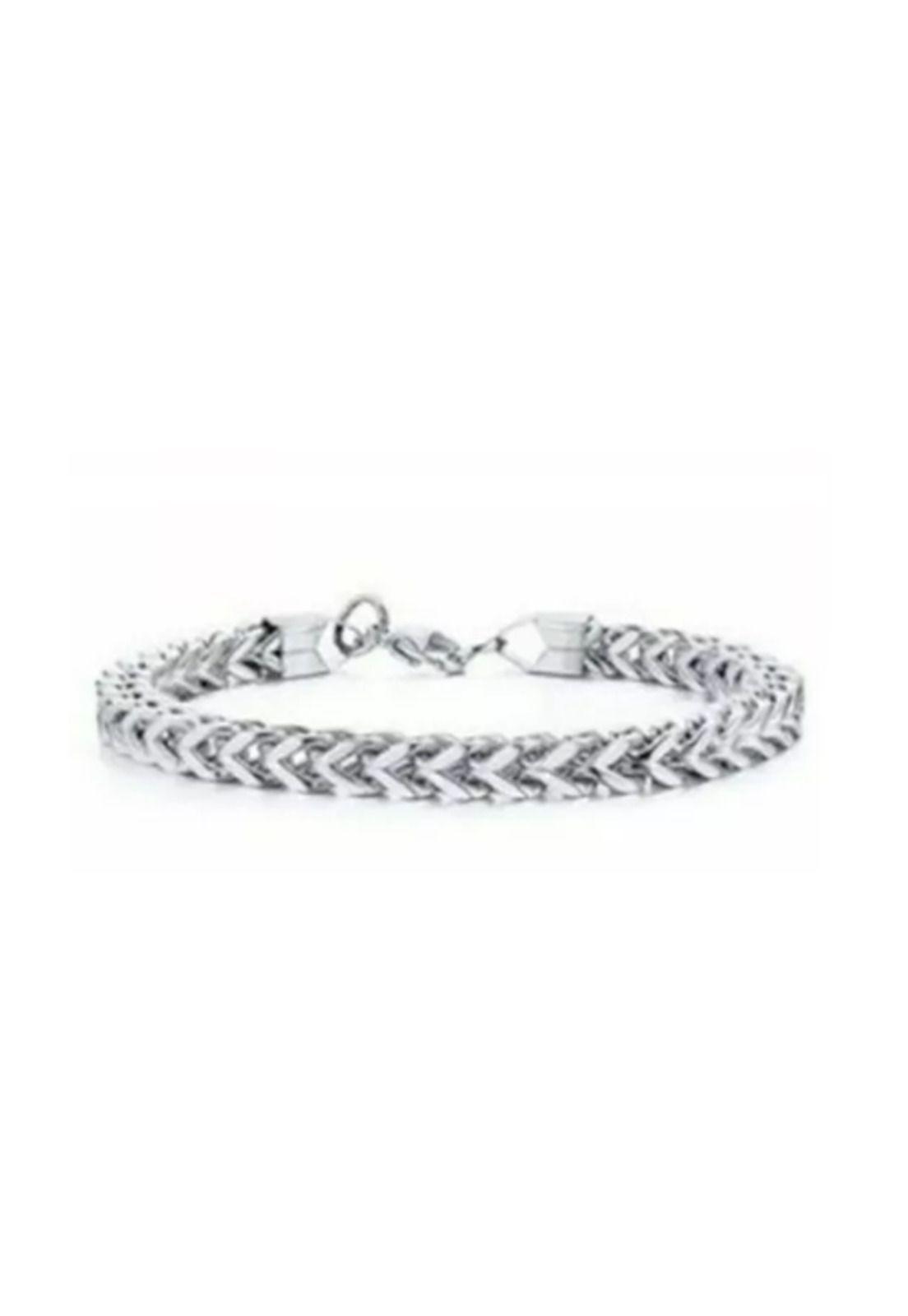 Pulsera masculina acero quirúrgico para hombre, brazalete plata-0