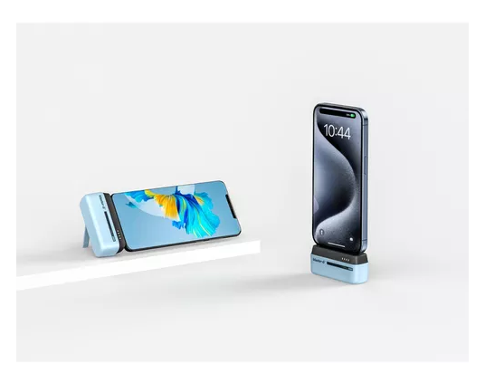 Cargador base portátil pocket 5000 mAh tipo C color celeste-2