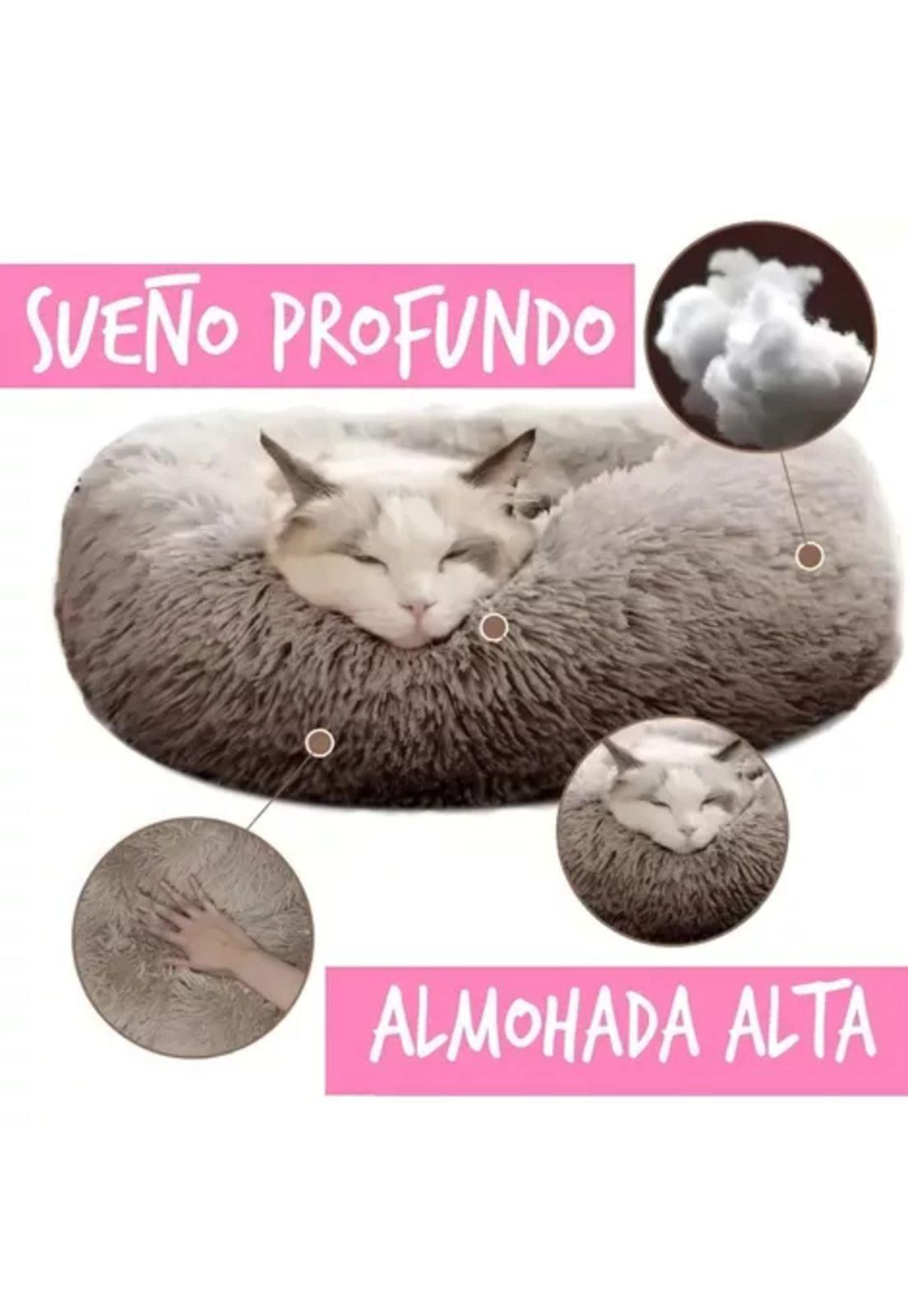Cama antiestrés peluda para perros y gatos 70 cm marrón-3