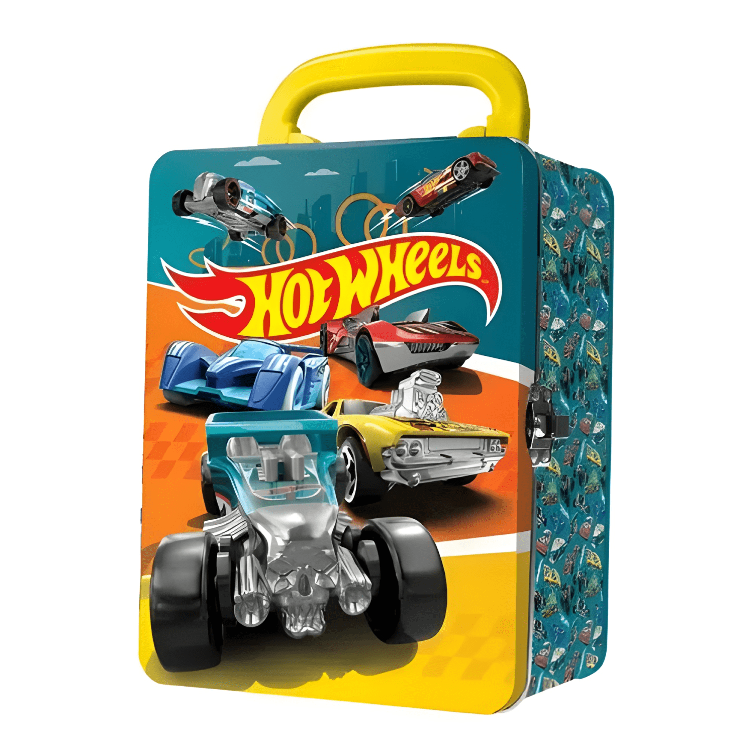 Pack 3 autos Hot Wheels con caja metálica porta autos-2