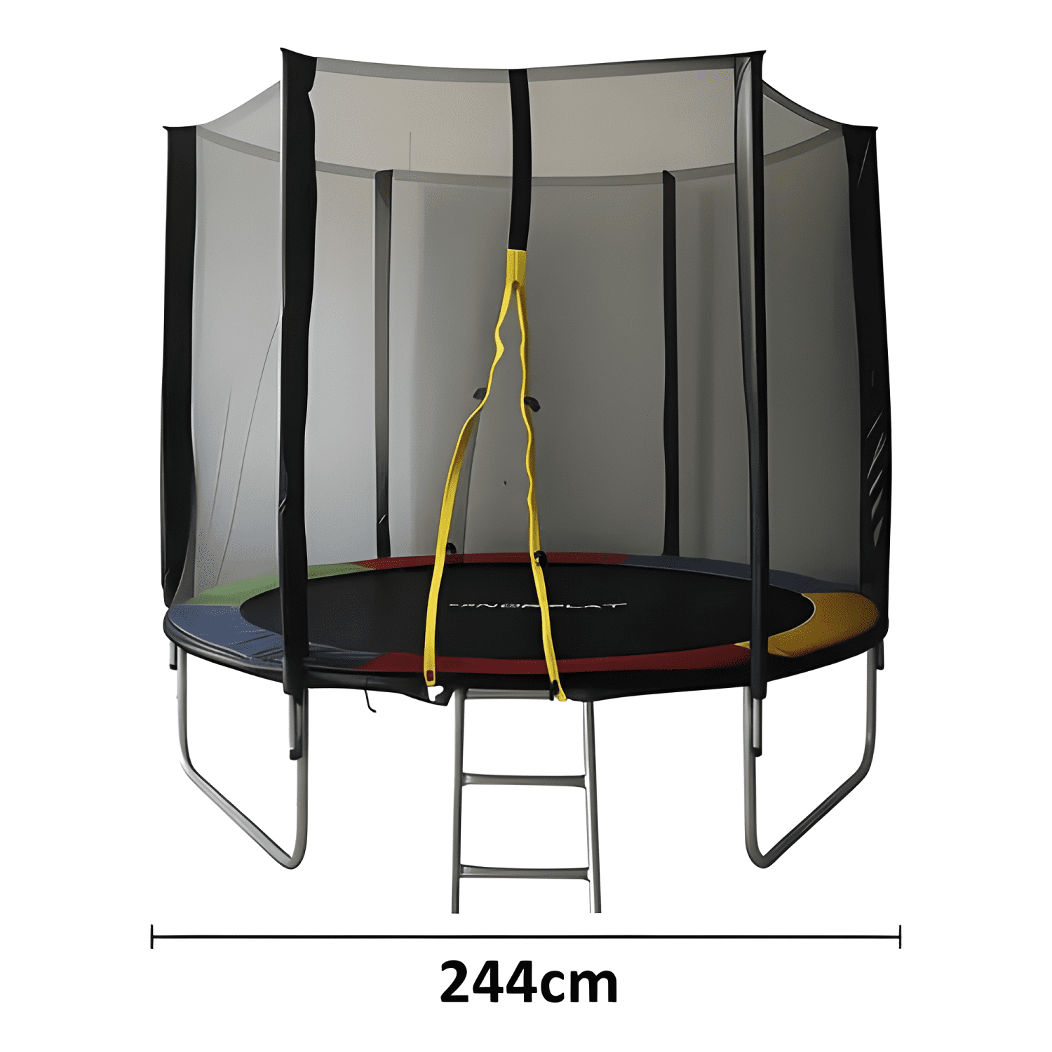Cama elástica Norplat con escalera 2,44 m negra y multicolor-3