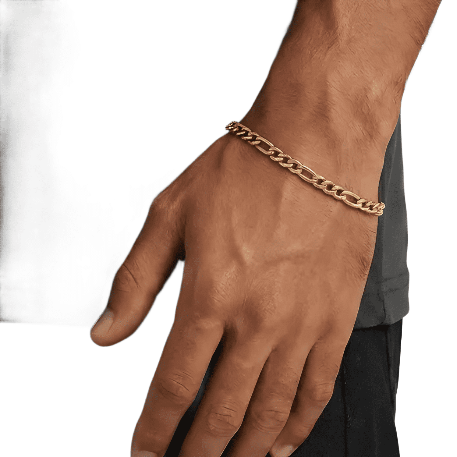 Pulsera hombre fígaro enchapado 5mm 20 CM | acero-0