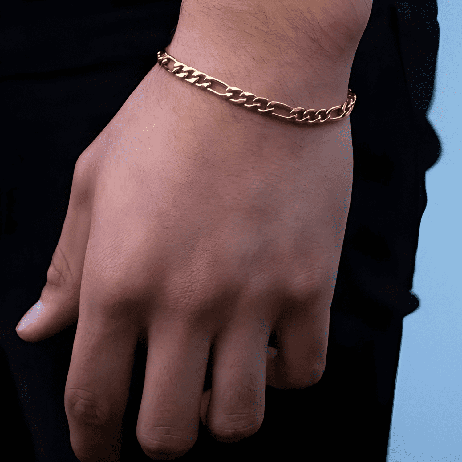 Pulsera hombre fígaro enchapado 5mm 20 CM | acero-4