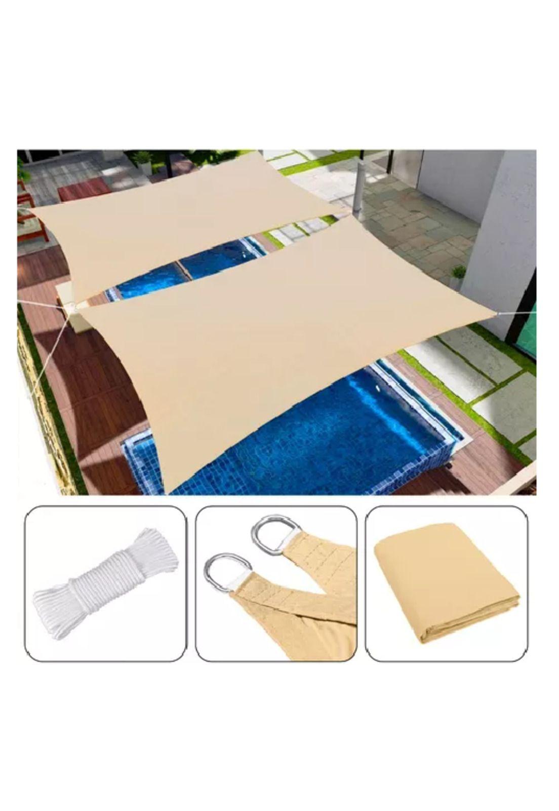 Toldo vela sombra rectangular para patio 5x5 mts beige-7