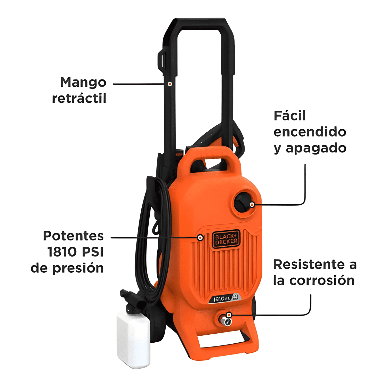 Hidrolavadora 125 Bar 1700w Color Black+decker Naranjo-4