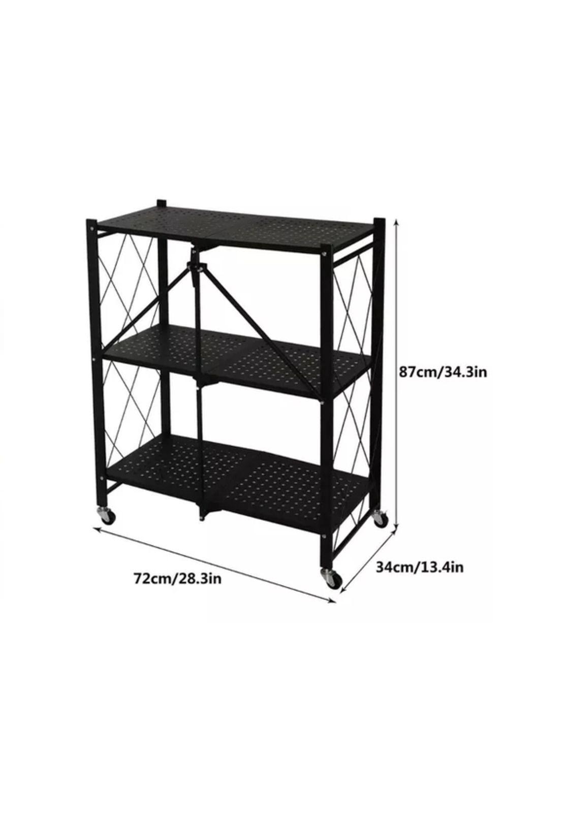 Repisa Estante 3 Niveles Metálica Plegable Resistente 90kg Color Negro-3