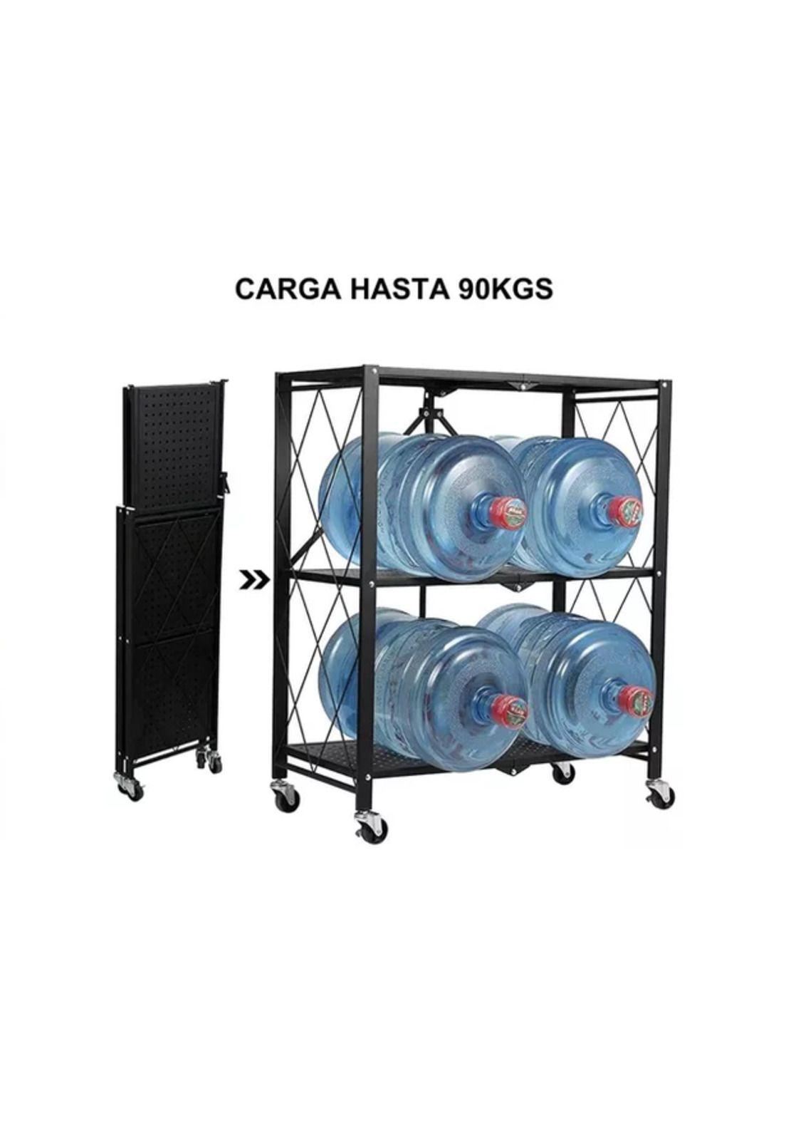 Repisa Estante 3 Niveles Metálica Plegable Resistente 90kg Color Negro-4