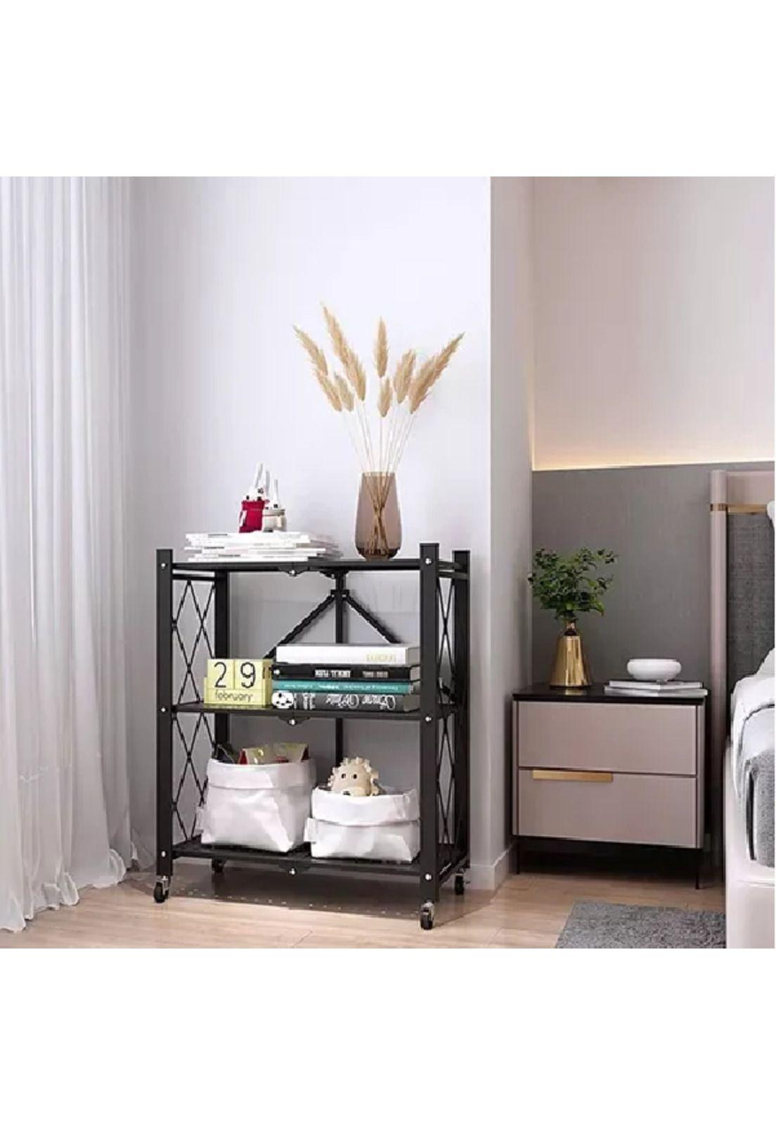 Repisa Estante 3 Niveles Metálica Plegable Resistente 90kg Color Negro-5